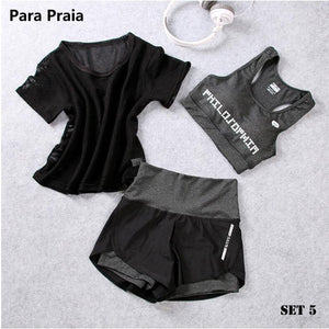 High Waist Three Piece Yoga Set Sportswear